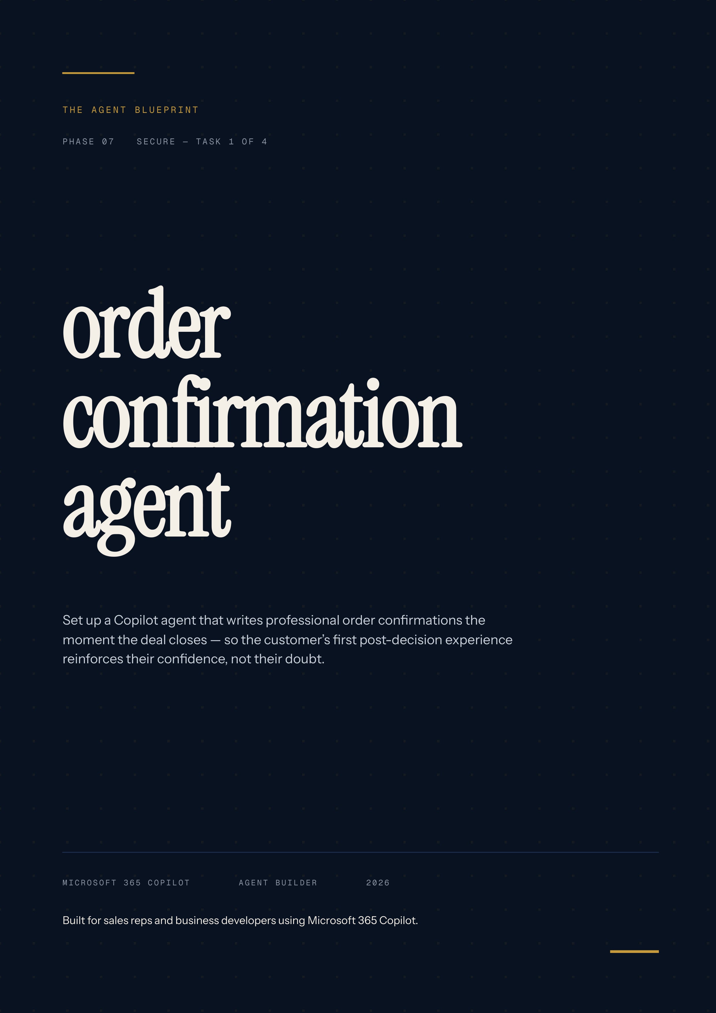 7-1_Order Confirmation Agent – 3-Min. Handbook