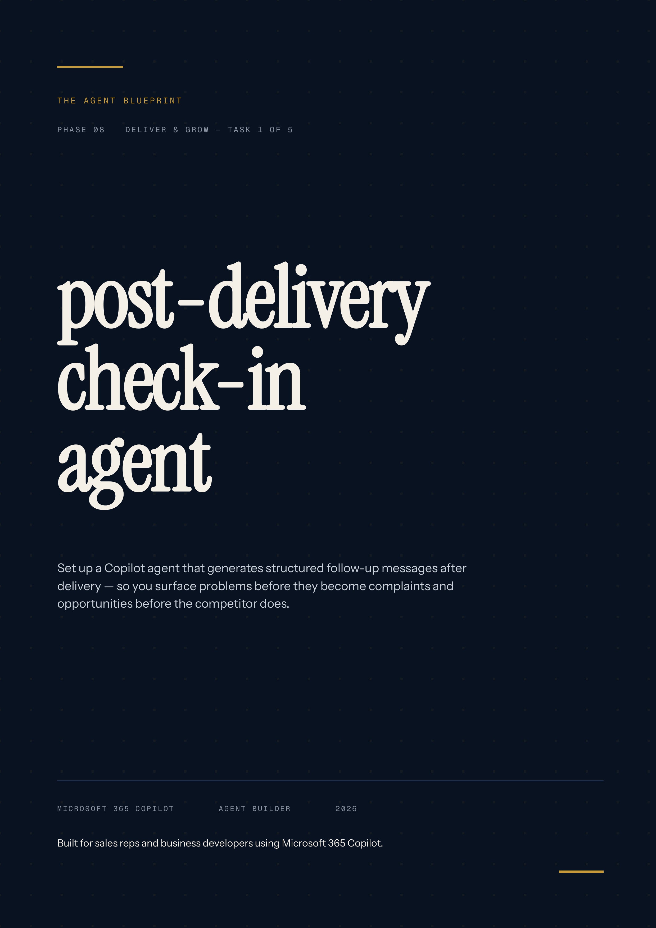 8-1_Post-Delivery Check-In Agent – 3-Min. Handbook