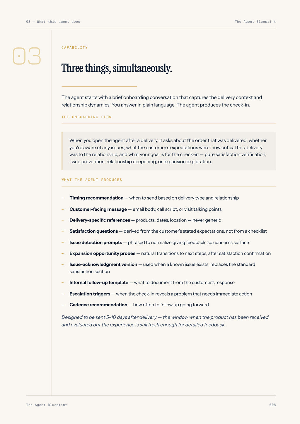 8-1_Post-Delivery Check-In Agent – 3-Min. Handbook