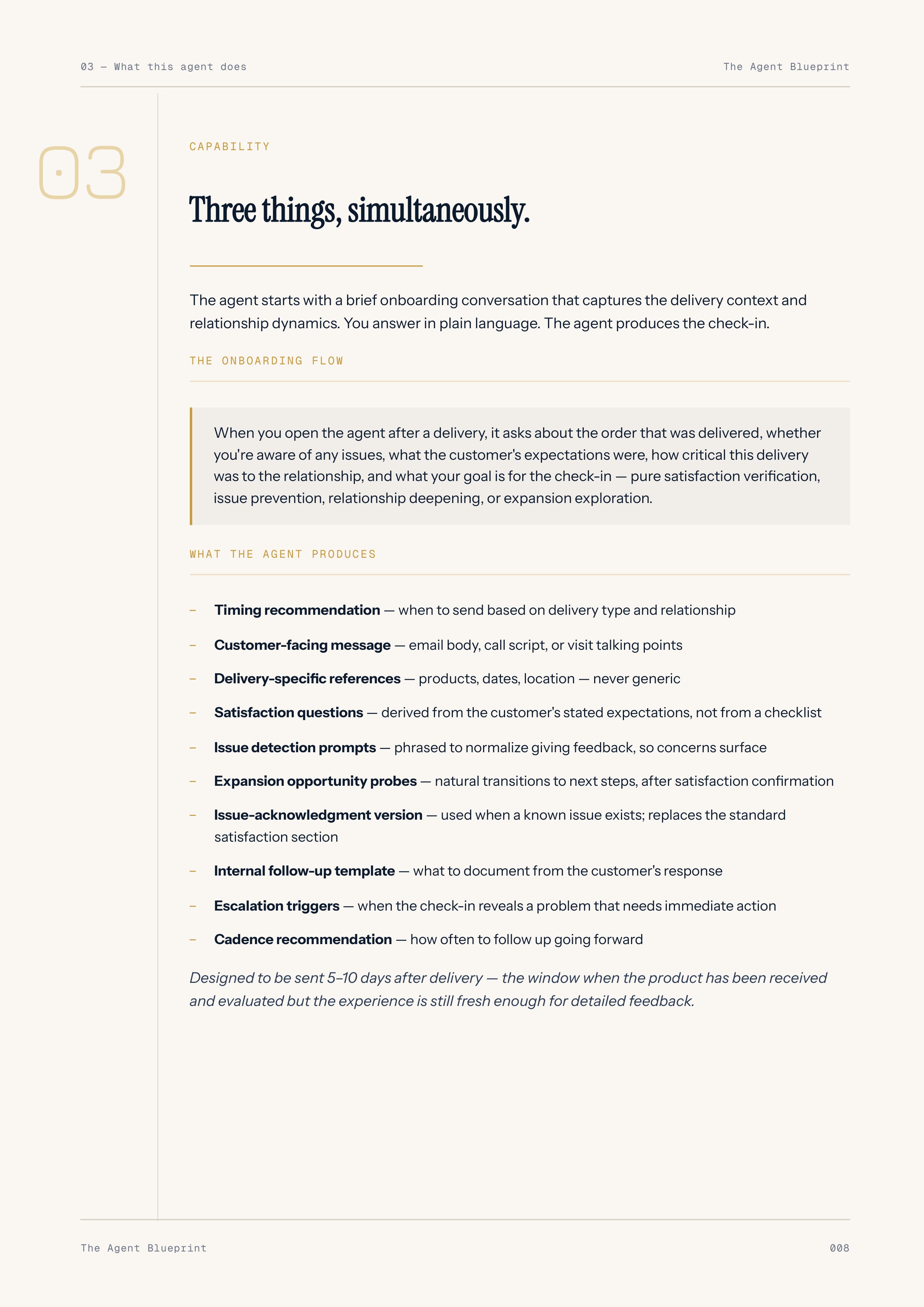 8-1_Post-Delivery Check-In Agent – 3-Min. Handbook