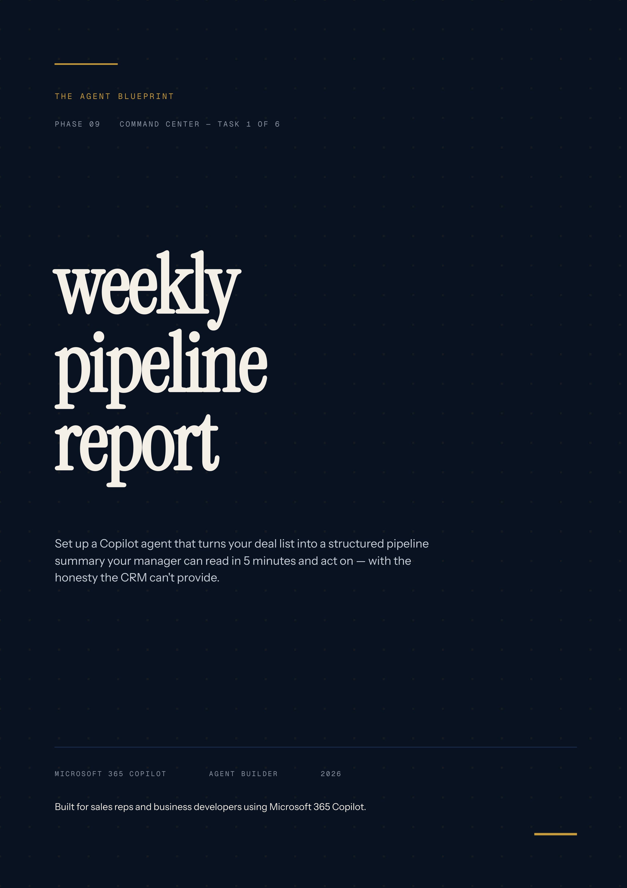9-1_Weekly Pipeline Report – 3-Min. Handbook