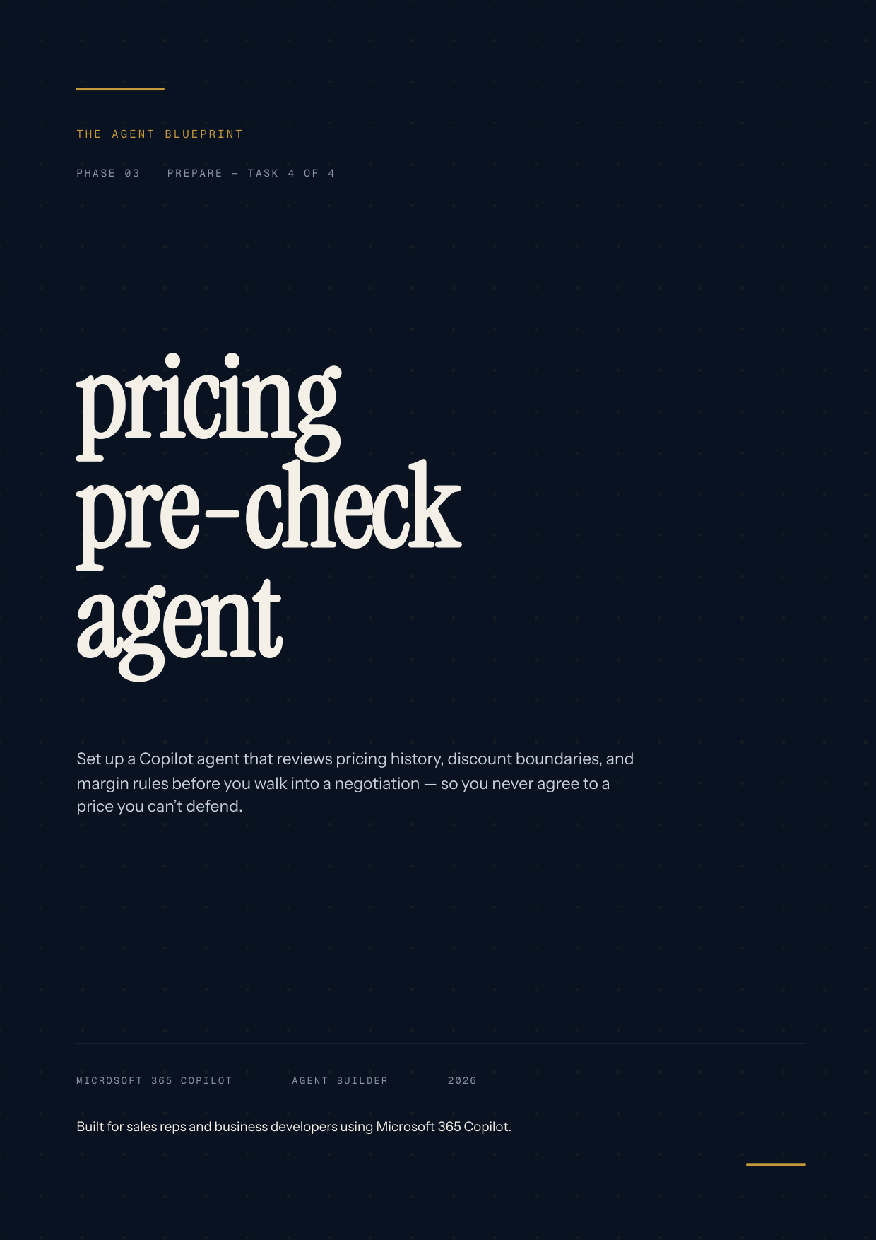 3-4_Pricing Pre-Check Agent – 3-Min. Handbook